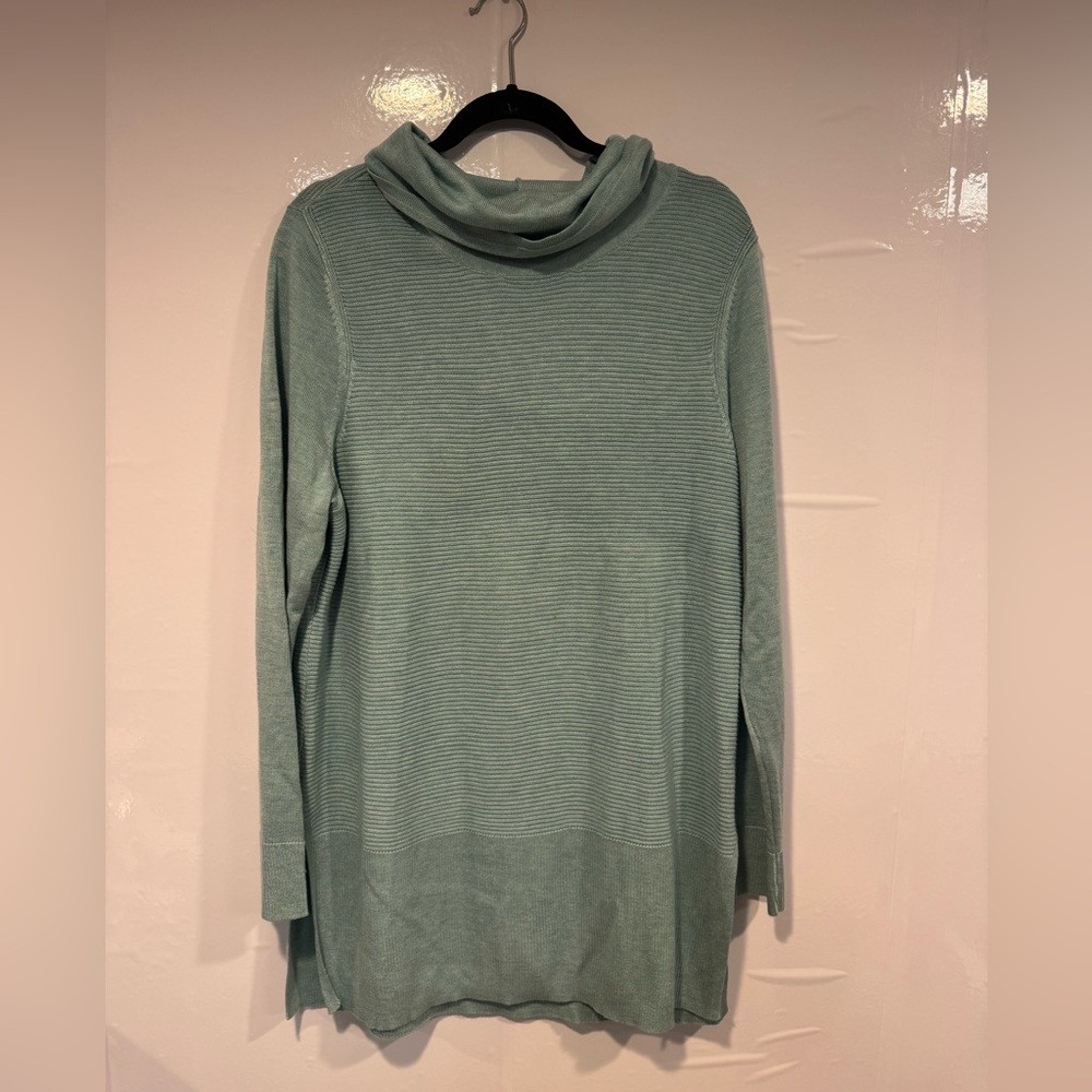 Adrienne Vittadini Sage Green Cowl Neck Sweater